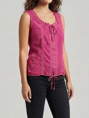 Coupe Collection Bustier Inspired Sleeveless Tank Blouse Fuchsia Pink Medium